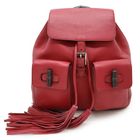 Gucci Bamboo Backpack Rucksack Sac Shoulder Bag Fringe Tassel Leather Fuchsia main image 7